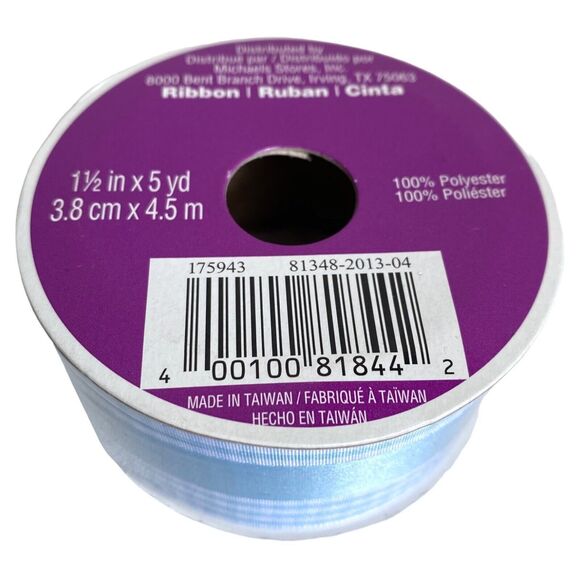 Lot of 3 Celebrate It Satin Ribbon 1.5" Wide Blue Baby Checkered 13 Yards Total - Picture 3 of 4